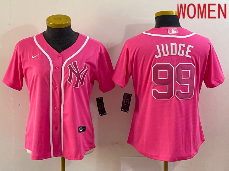 Women New York Yankees 99 Judge Pink Game Nike MLB Jersey style 1